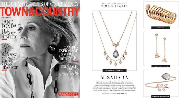 Town & Country Mag featuring Misahara in the Nov. 2017 Issue's Trend Card