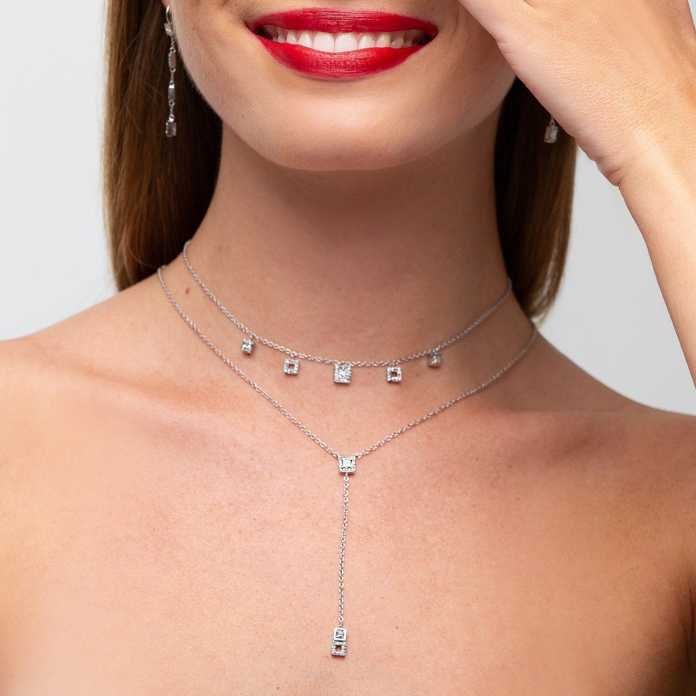 layered necklaces frosted ice Misahara