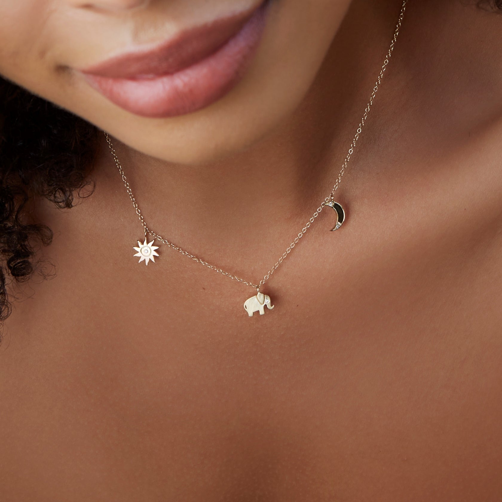 three charm necklace