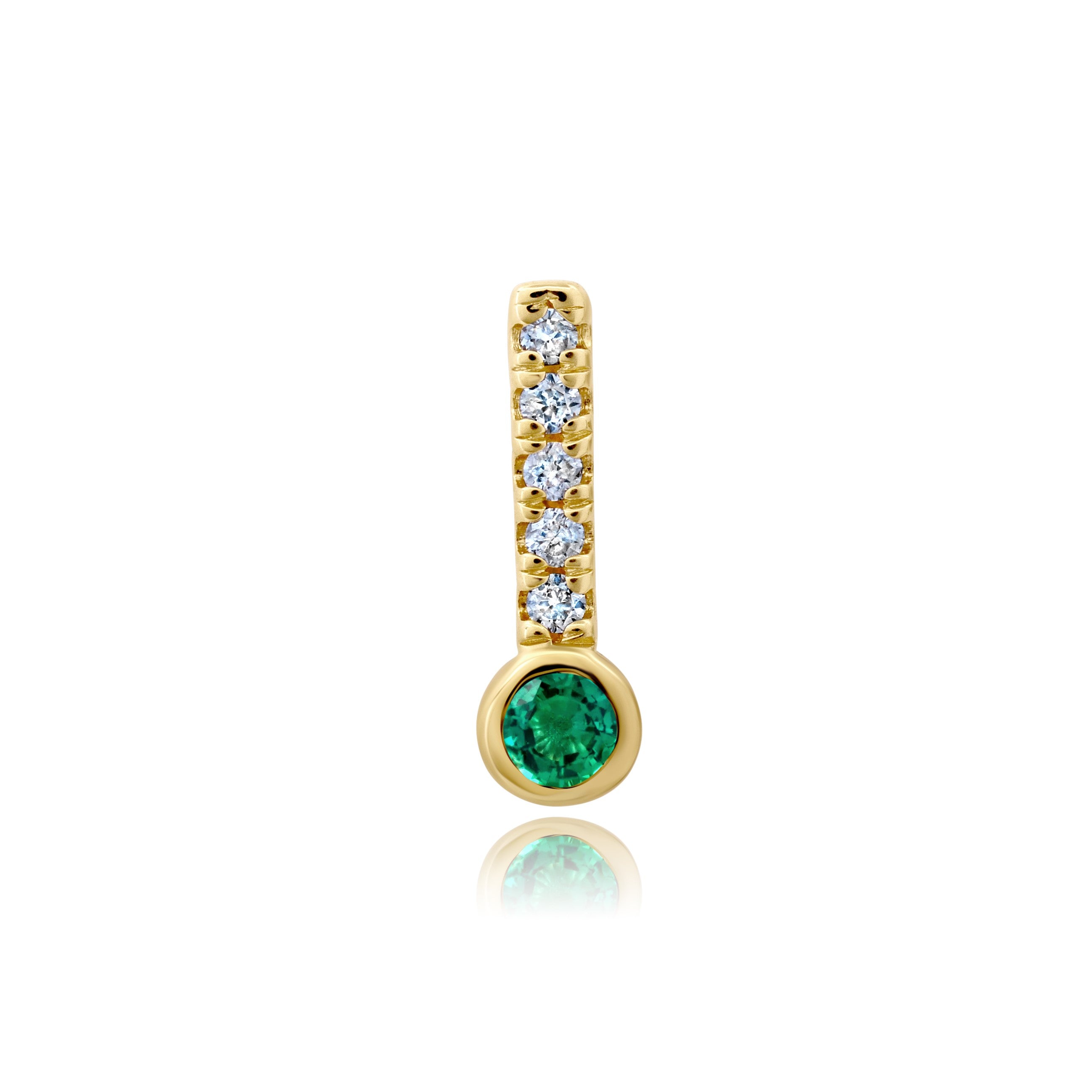 14k Gold Gemstone Bar Stud Earring