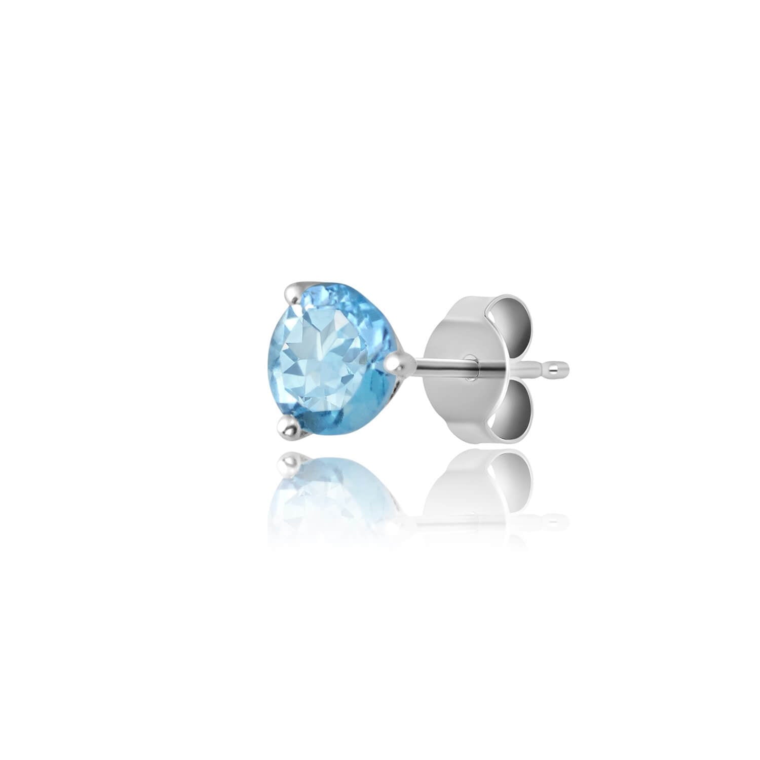 14k white gold blue topaz studs