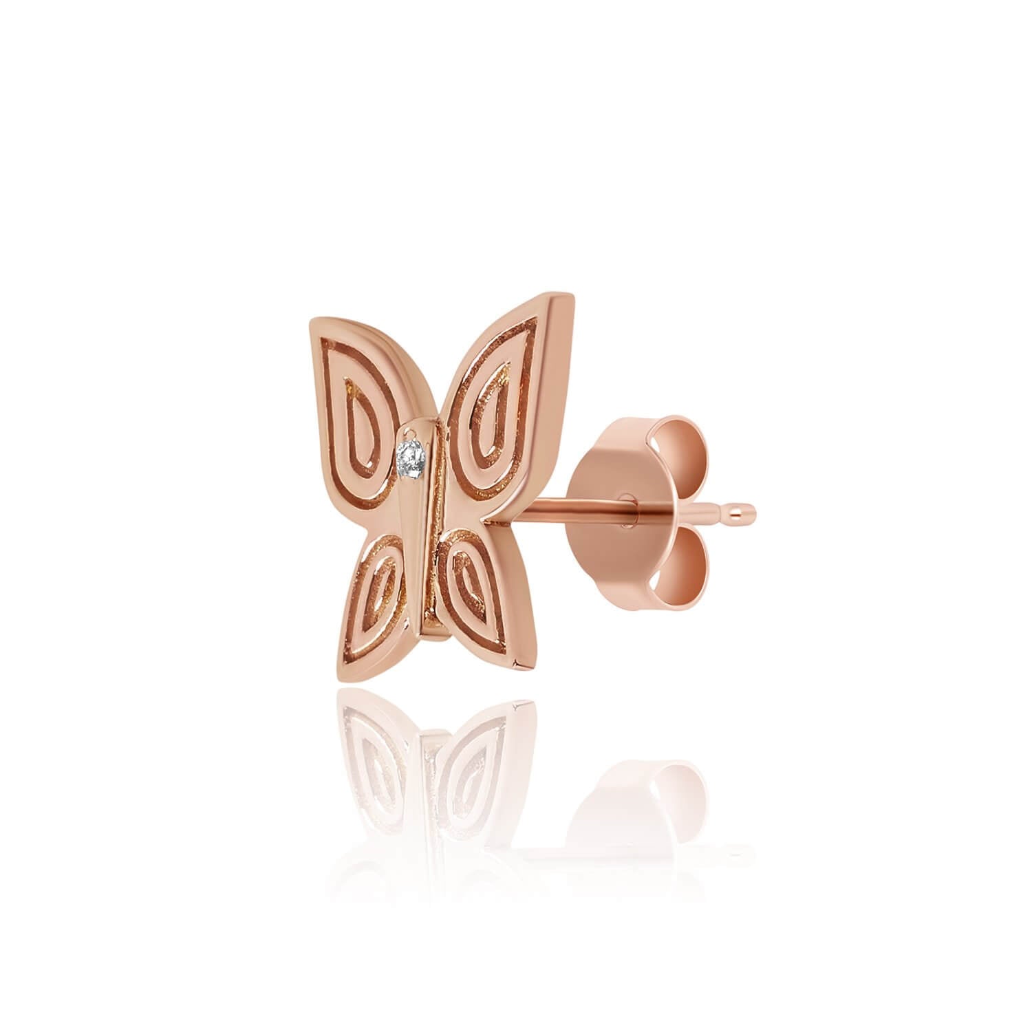 Rose Gold Butterfly Stud Earrings