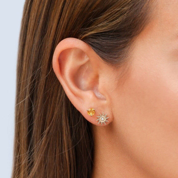 Birthstone Stud Earrings November: Citrine and Gold Vermeil – Lime