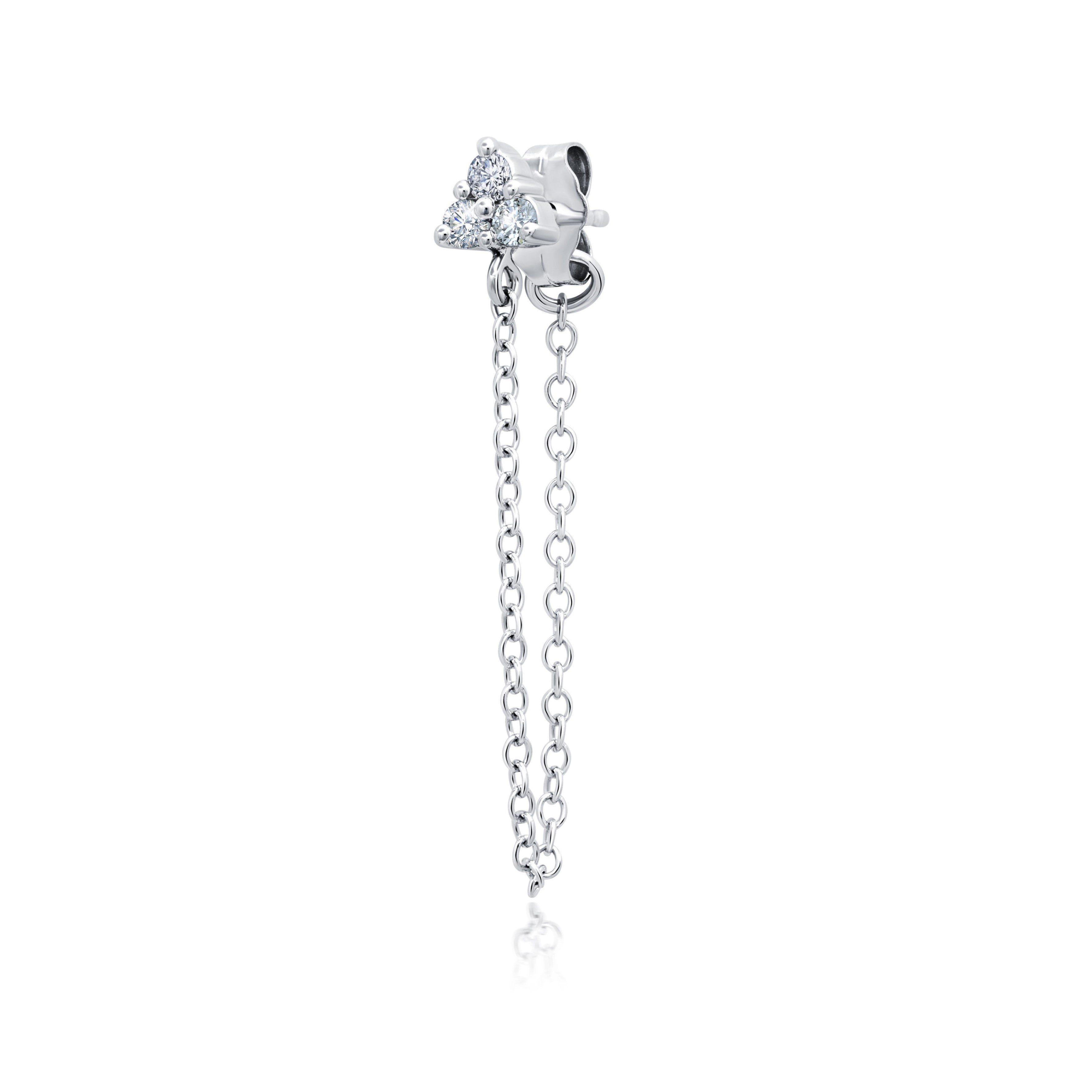 14k white gold diamond stud earring