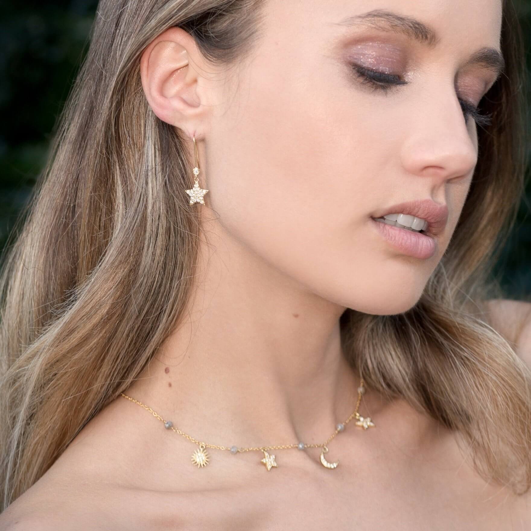 beautiful bright earrings with sparkly stars
