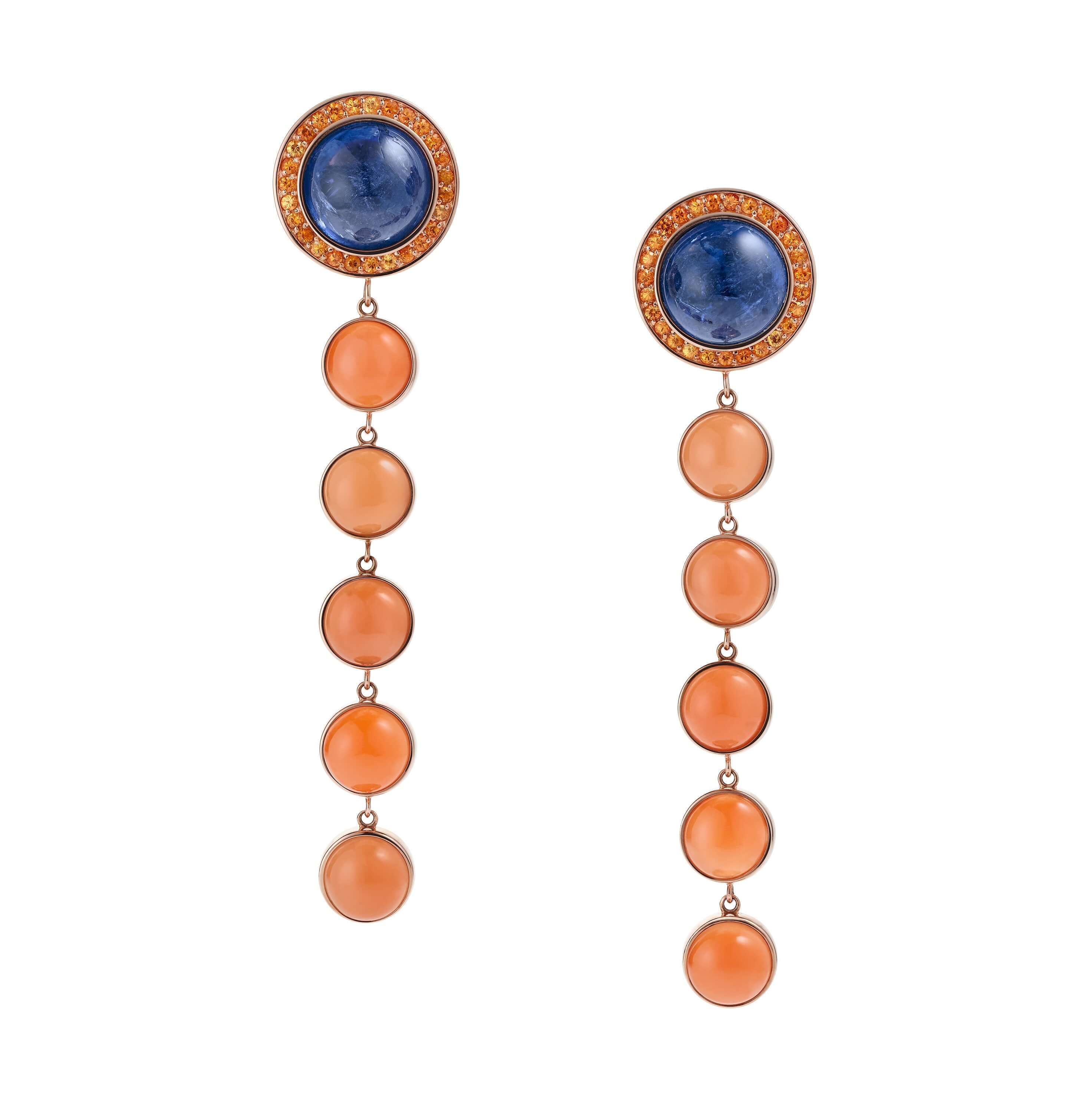 orange garnets set in 18k rose gold