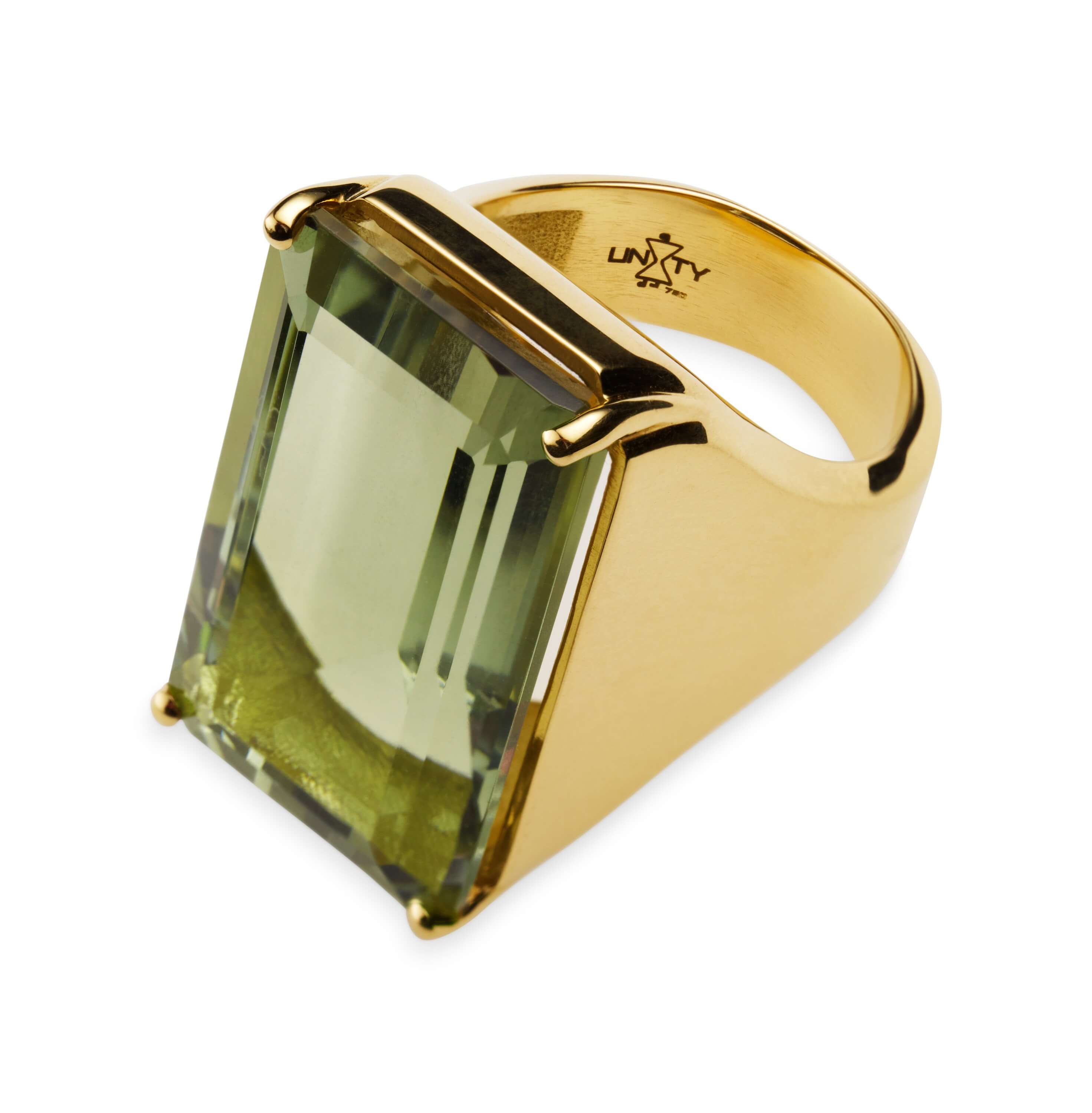 Green Amethyst Ring also known as prasiolite