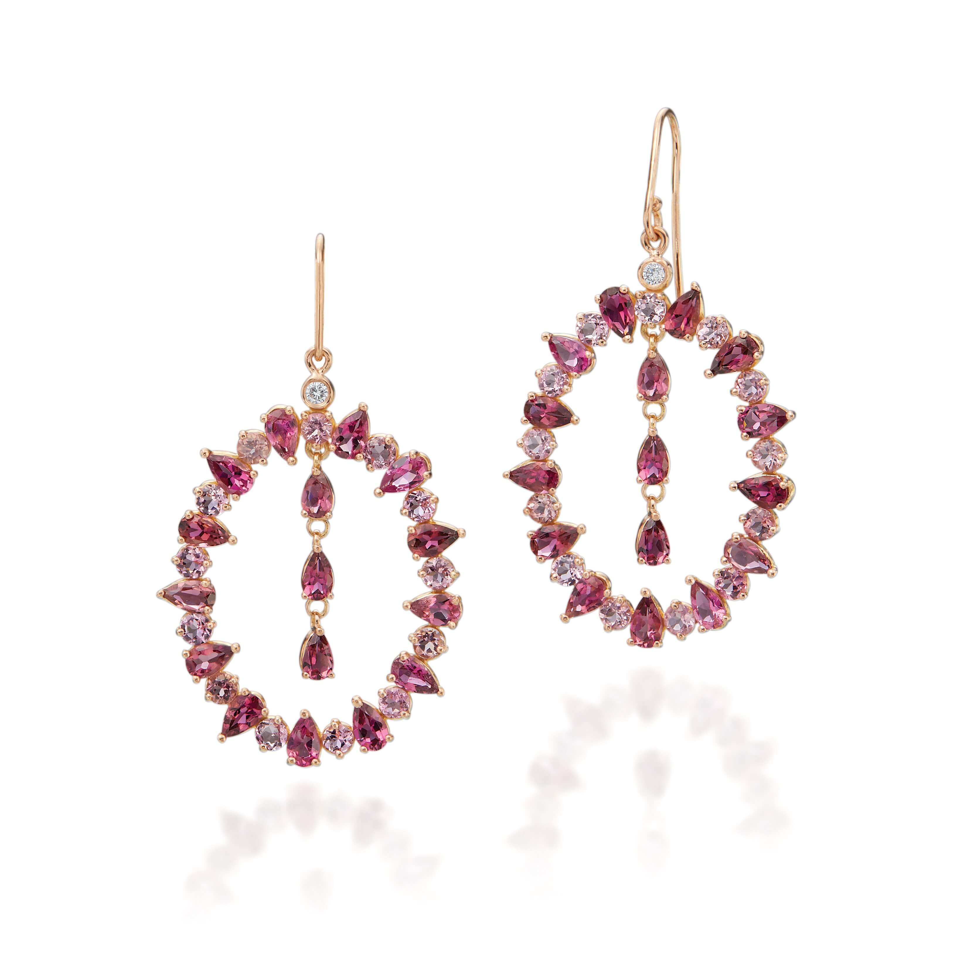 Pink Tourmaline Drop Earrings 