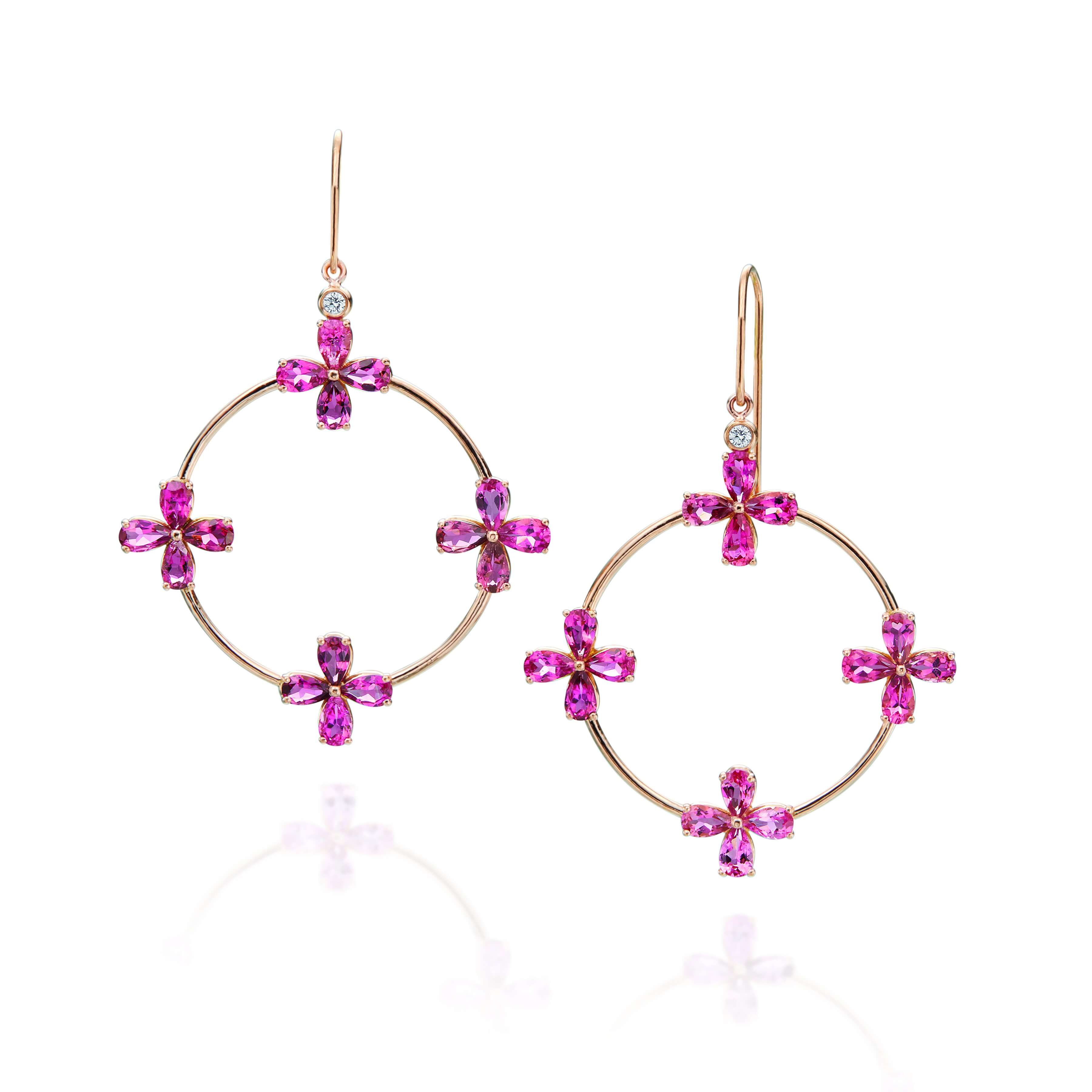 Pink Tourmaline Gypsy Hoop Earrings