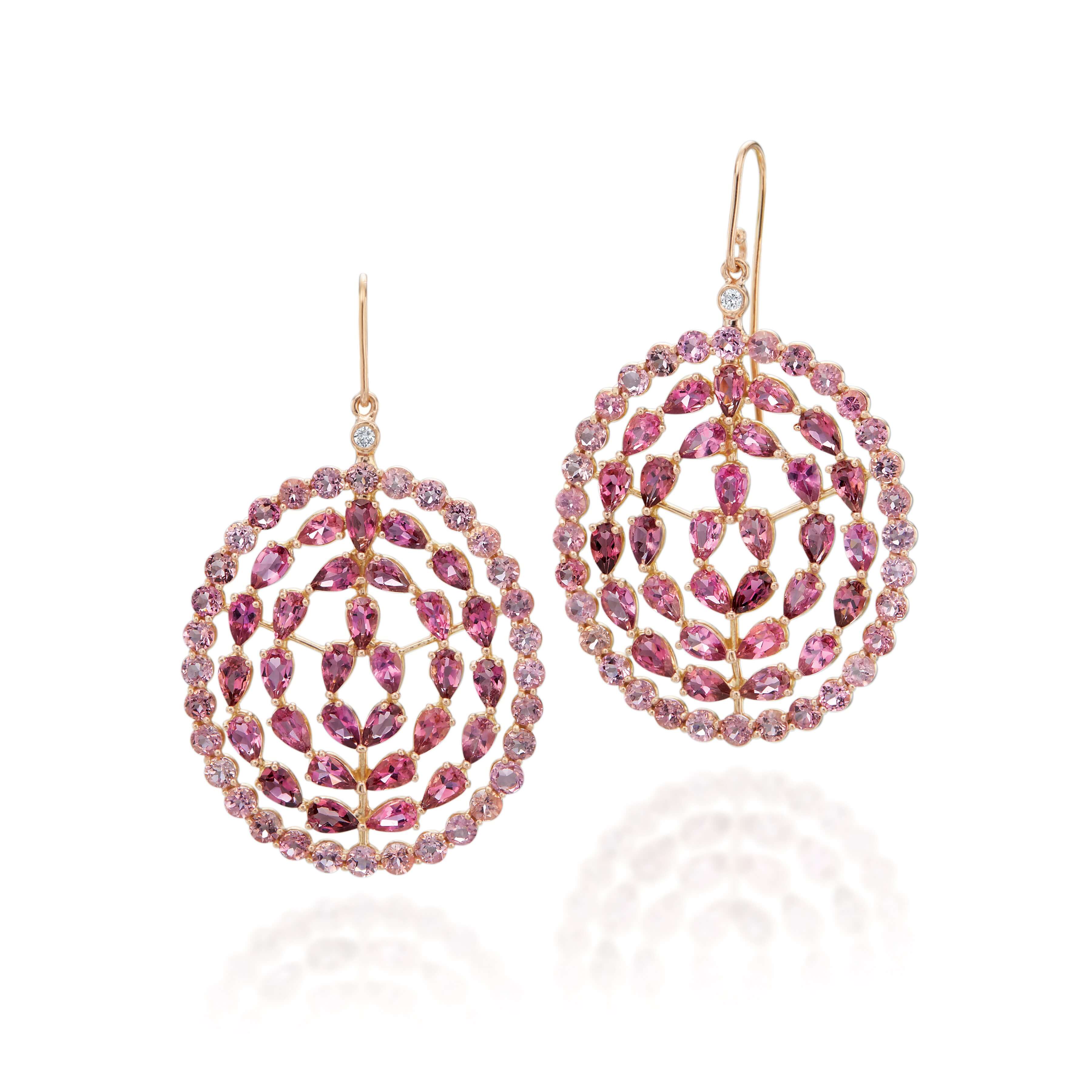 Pink Tourmaline Dangle Earrings 