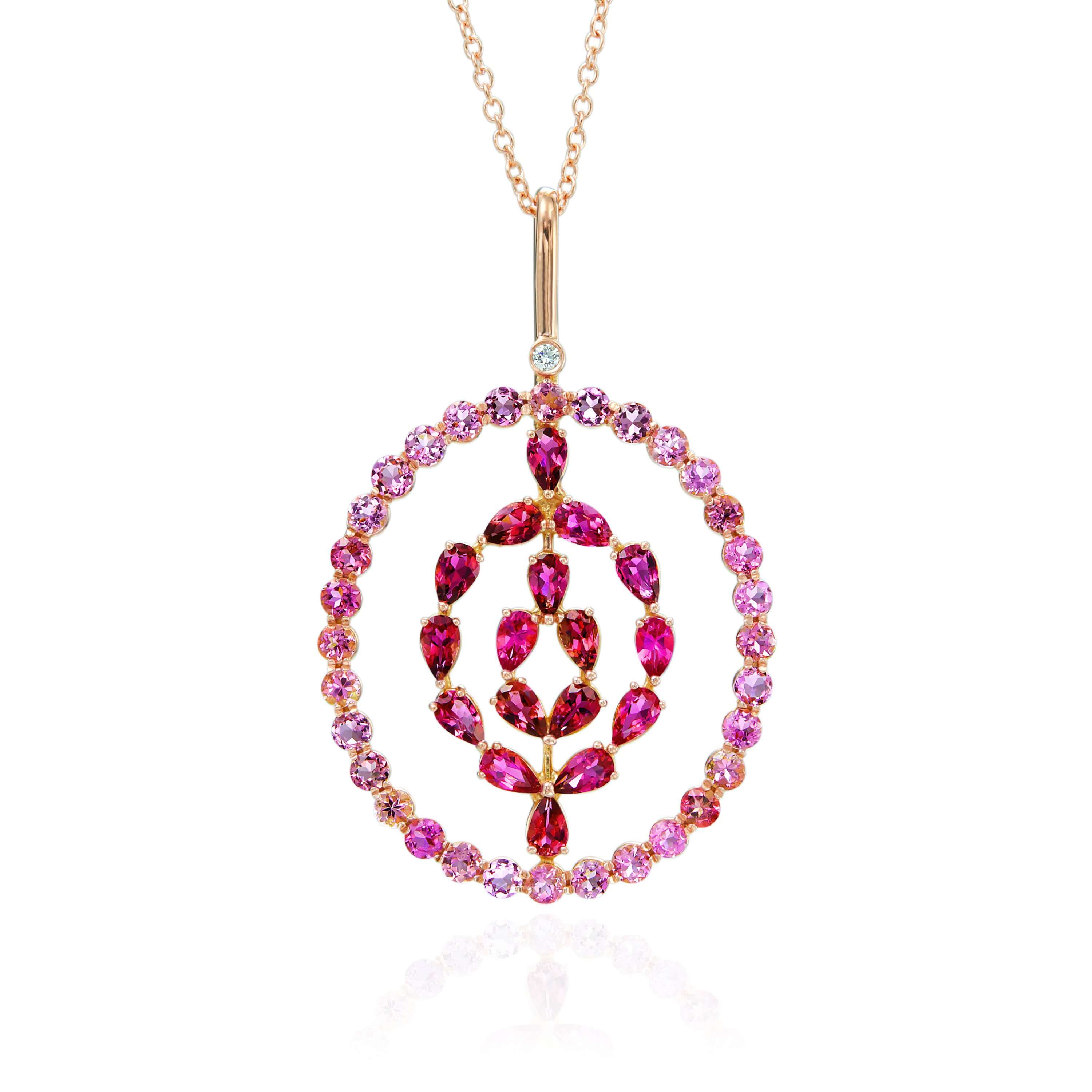 Pink Tourmaline Pendant Necklace