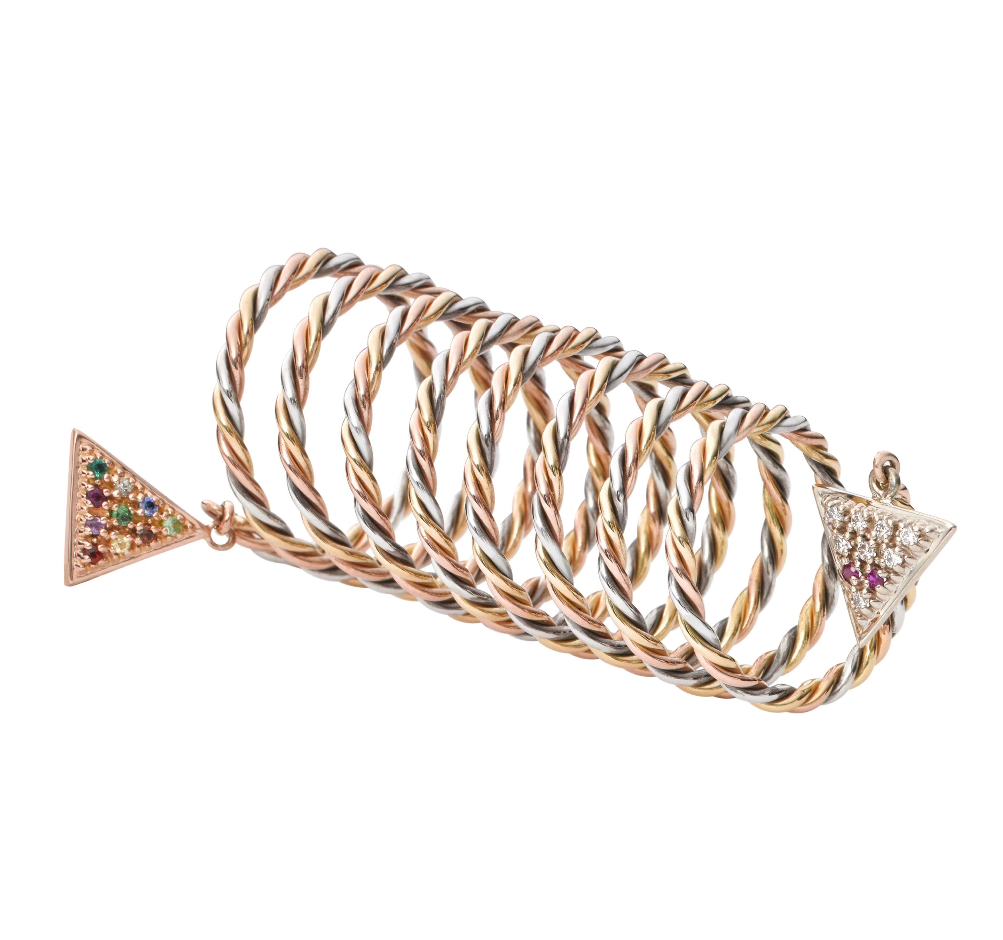 Full Finger Ring - Tricolor Gold