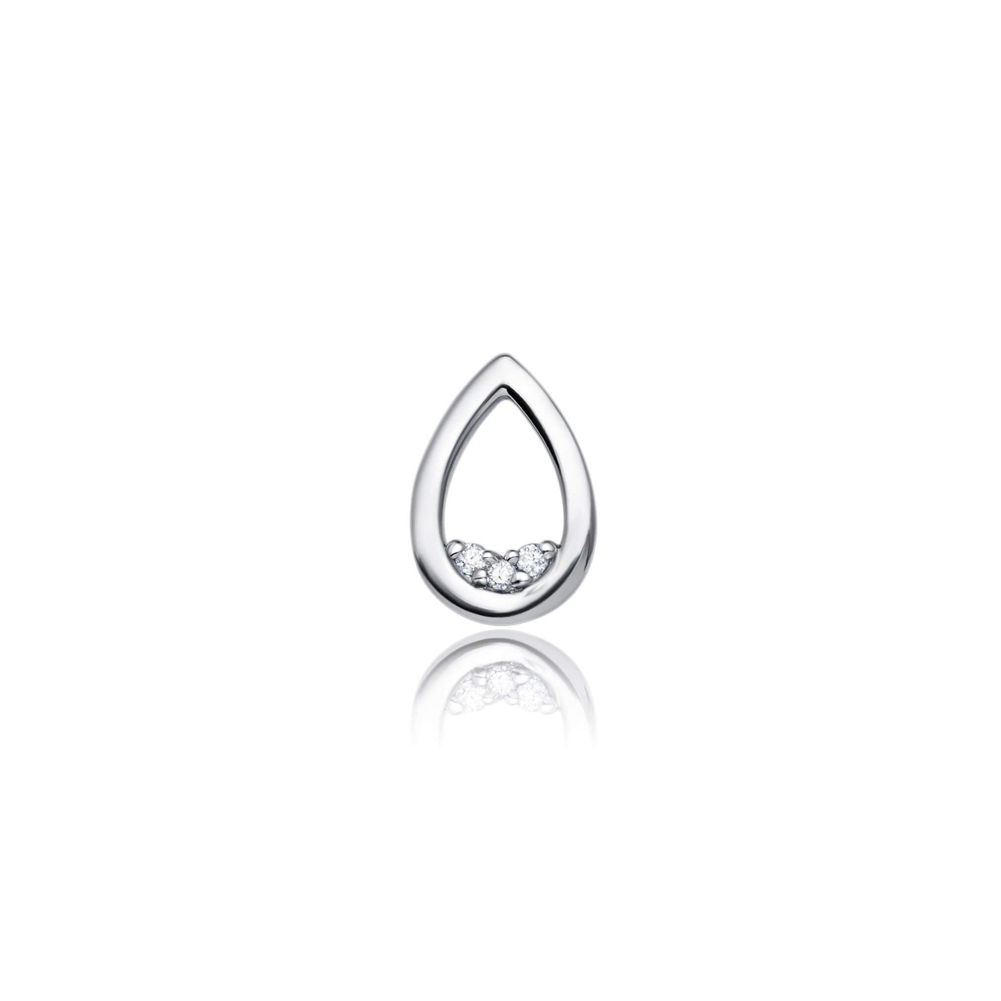 14k white gold teardrop earring