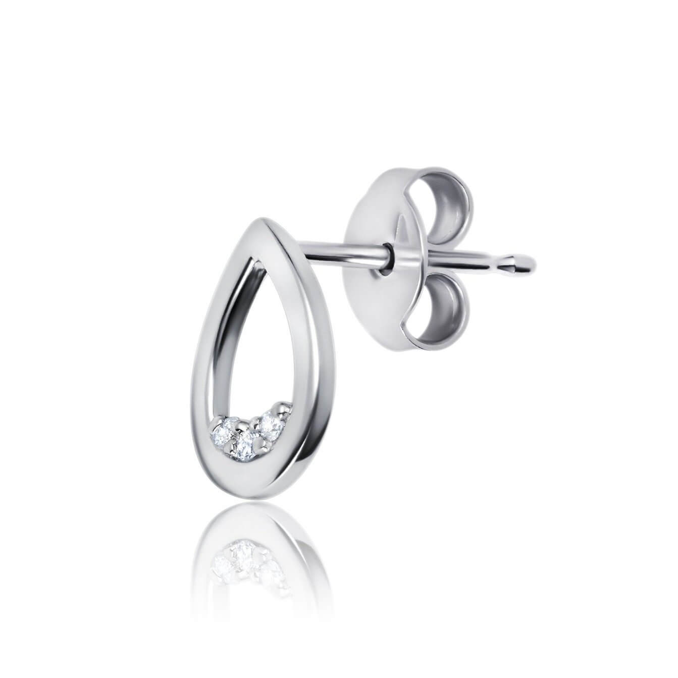 teardrop stud earring in 14k white gold