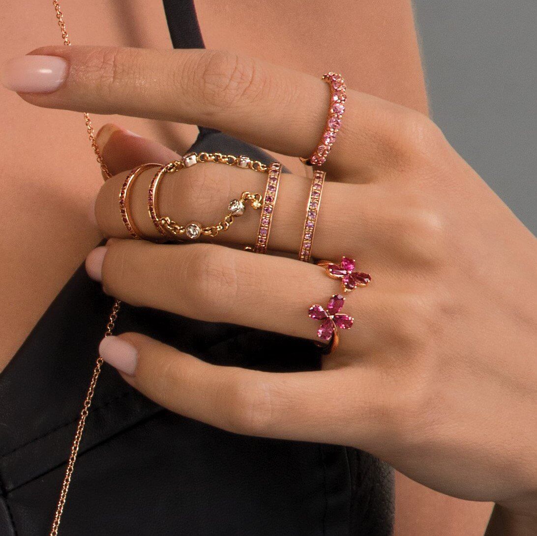 Pink Tourmaline Ring Stack