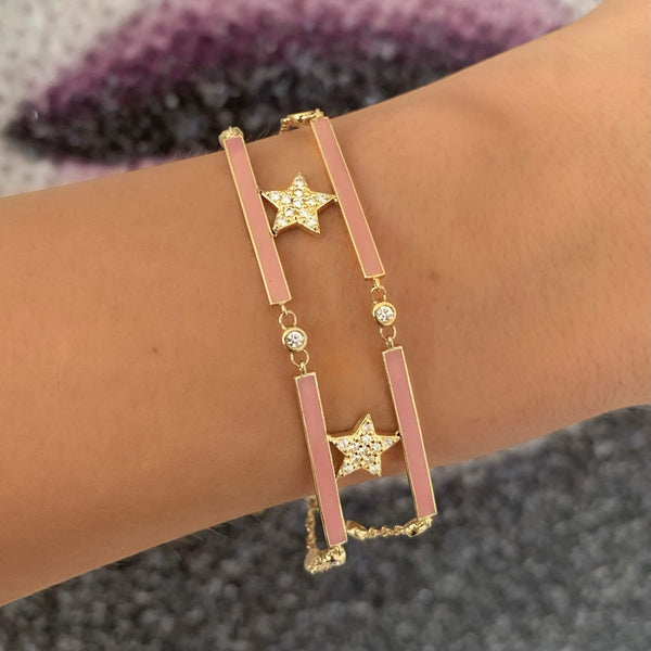Pink Star Bracelet - Yellow Gold