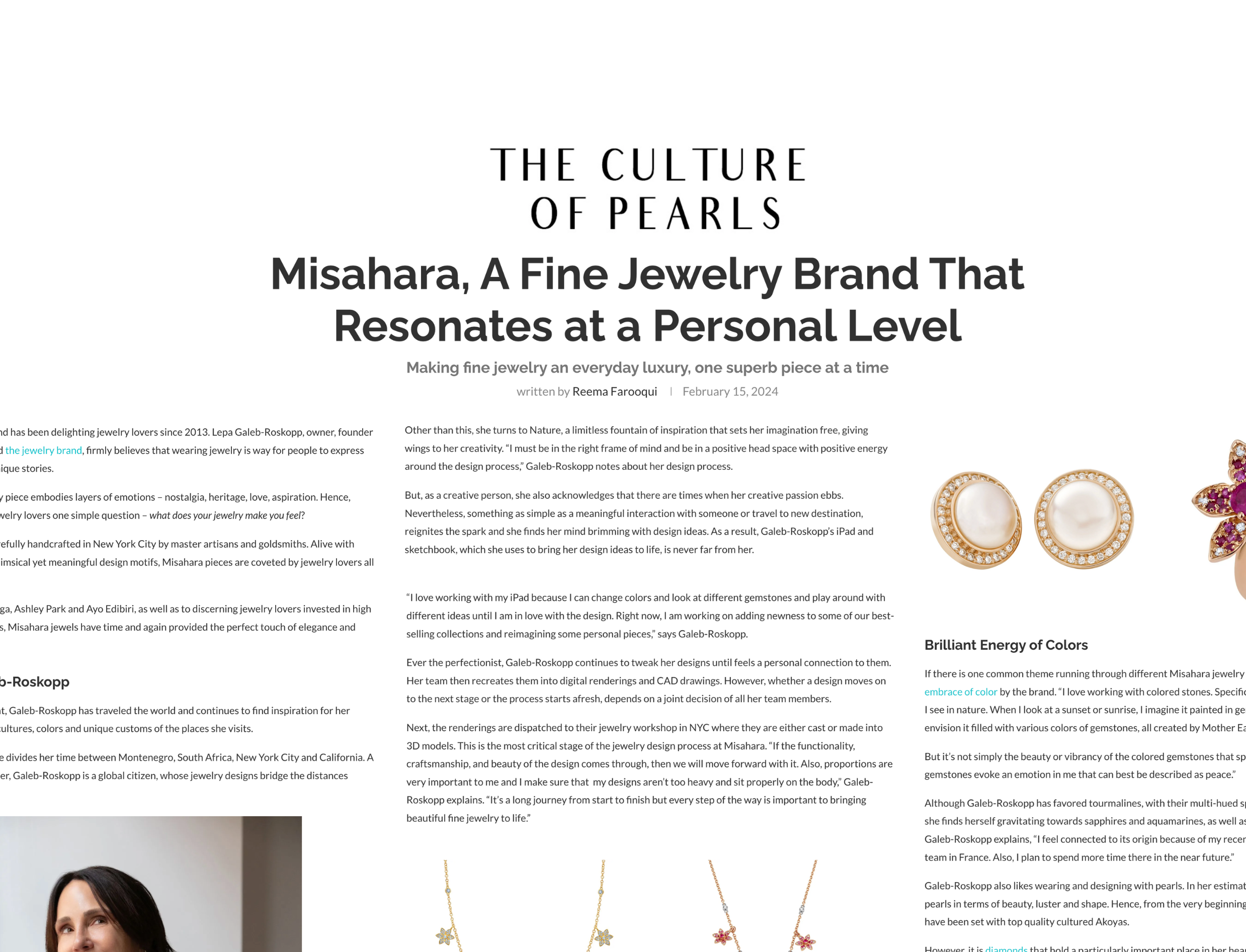 Misahara and Lepa Galeb-Roskopp Featured in The Culture of Pearls