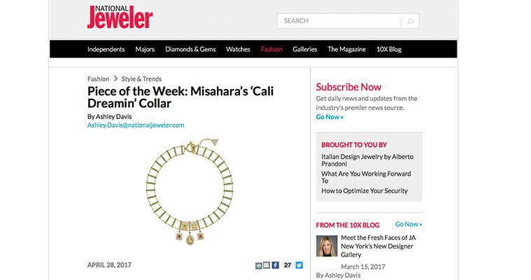 National Jeweler "Piece of the Week” - Misahara Cali Dreamin' Necklace