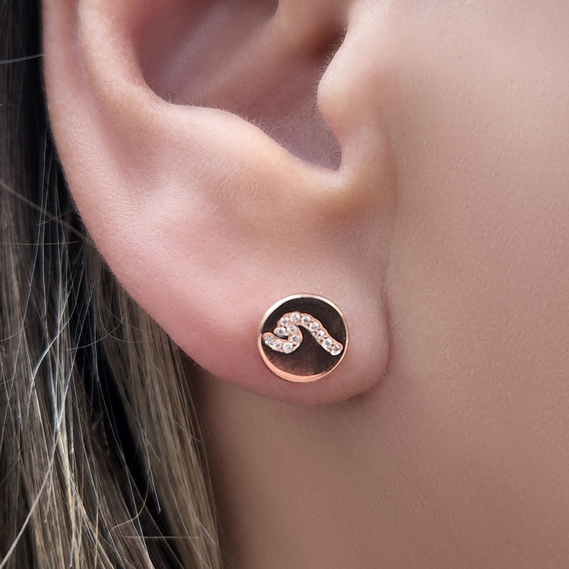 mini wave earring in rose gold