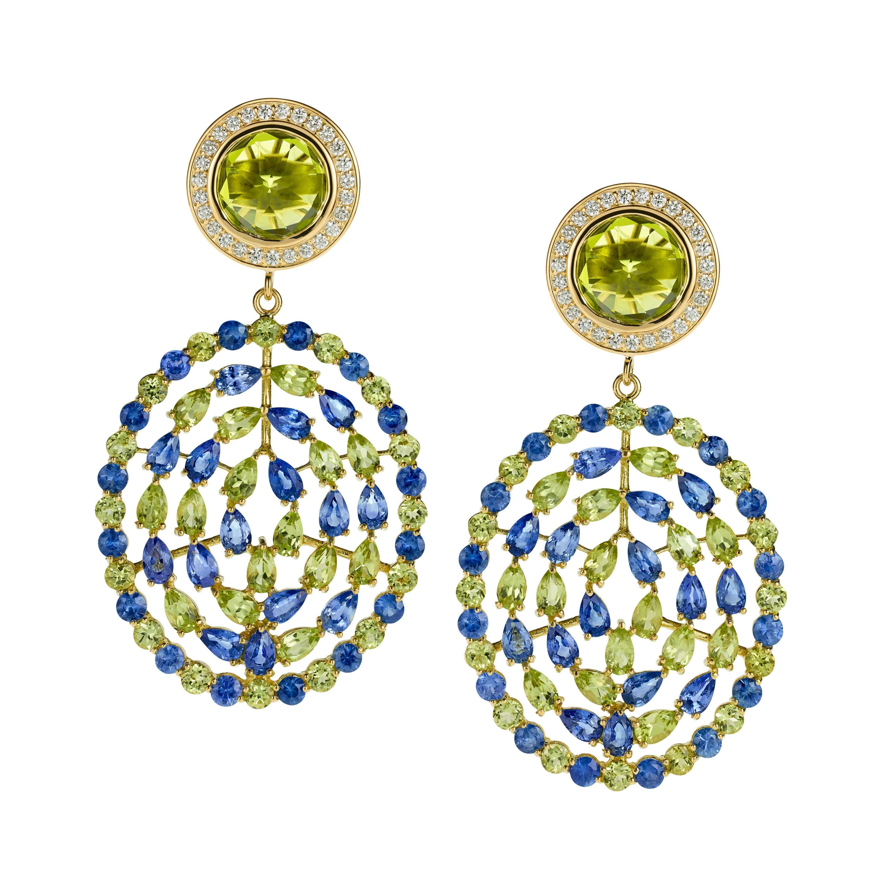 Peridot and Sapphire Earrings