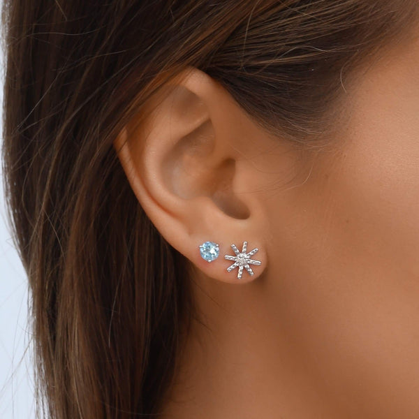 14k Diamond Starburst Stud Earrings