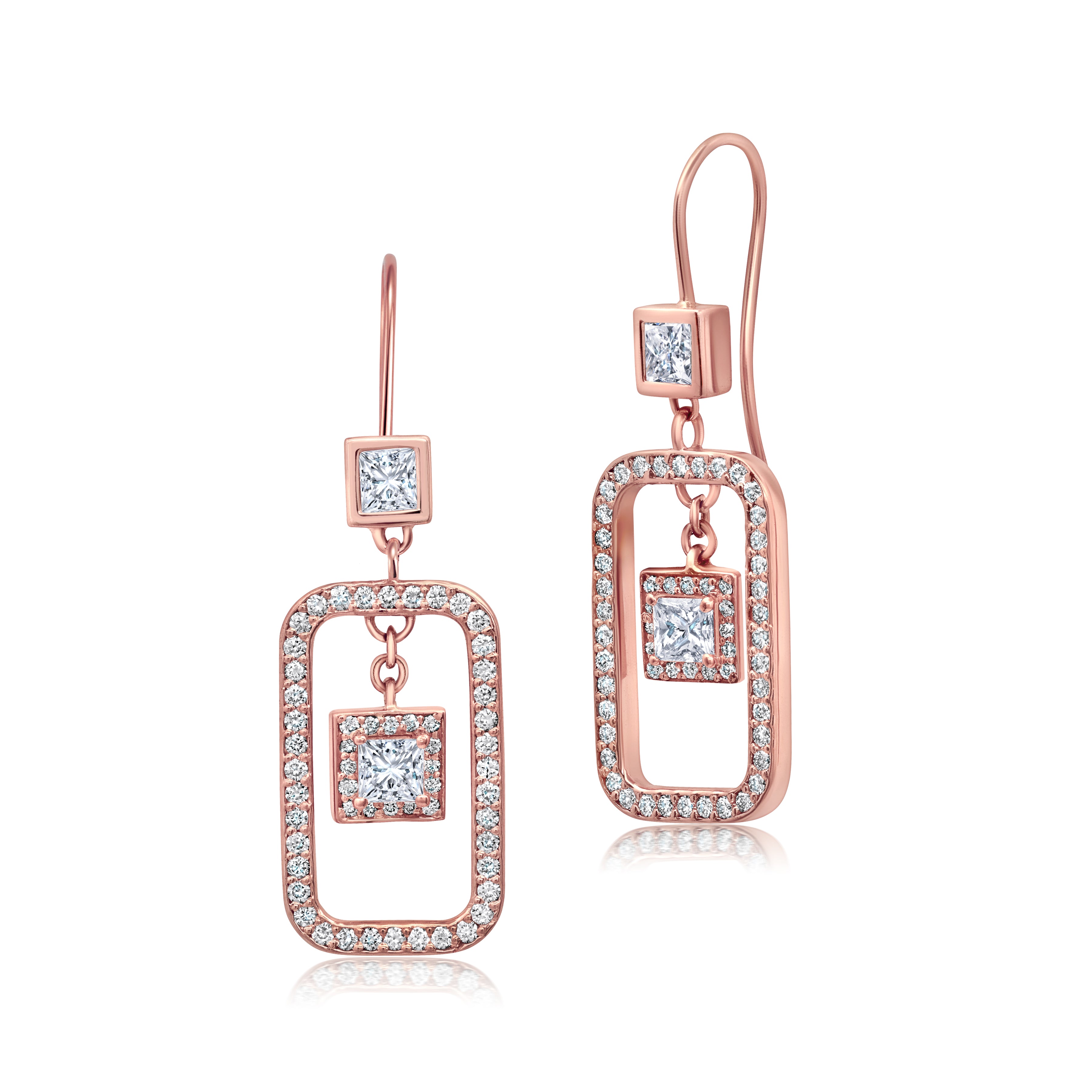 Icy Link Earrings - Rose Gold
