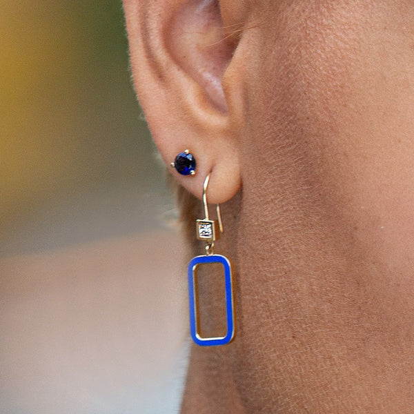 14k yellow gold blue sapphire earrings 