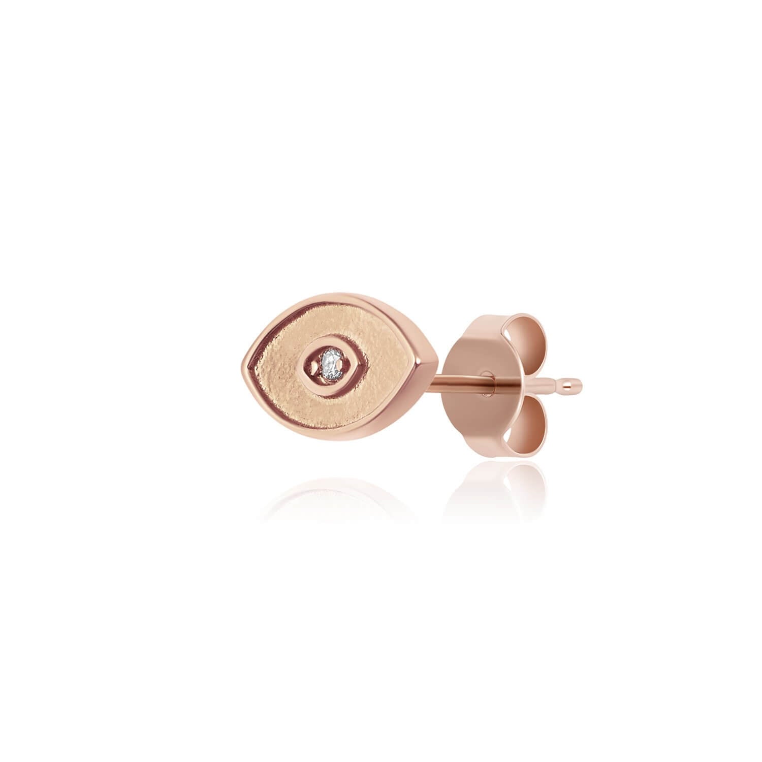 Mini Shiny Evil Eye Stud Earrings Real 14K online Rose Gold