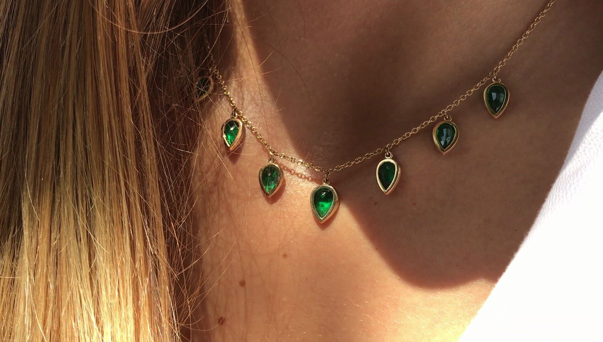 Waterfall Necklace - Emeralds