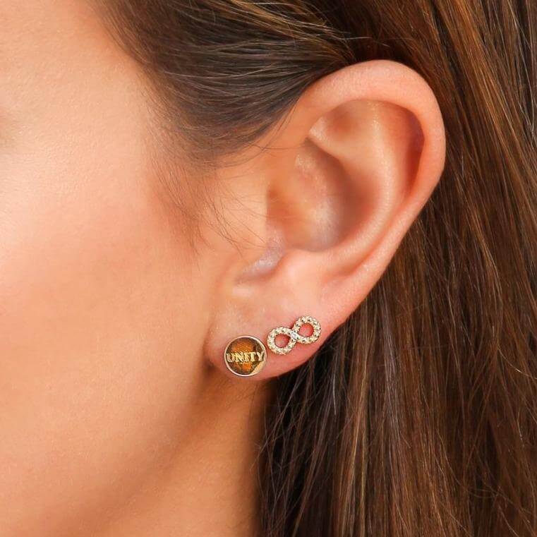 unity and infinity stud earrings
