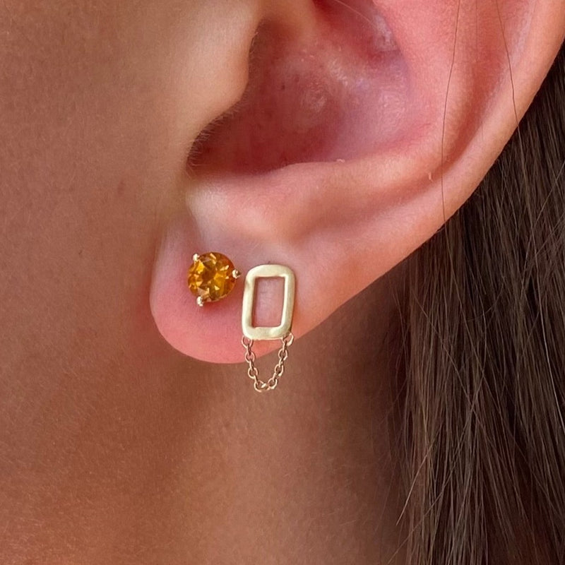 geometric stud earring in yellow gold