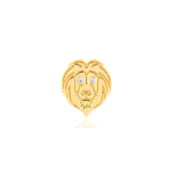 14k yellow gold lion head earring