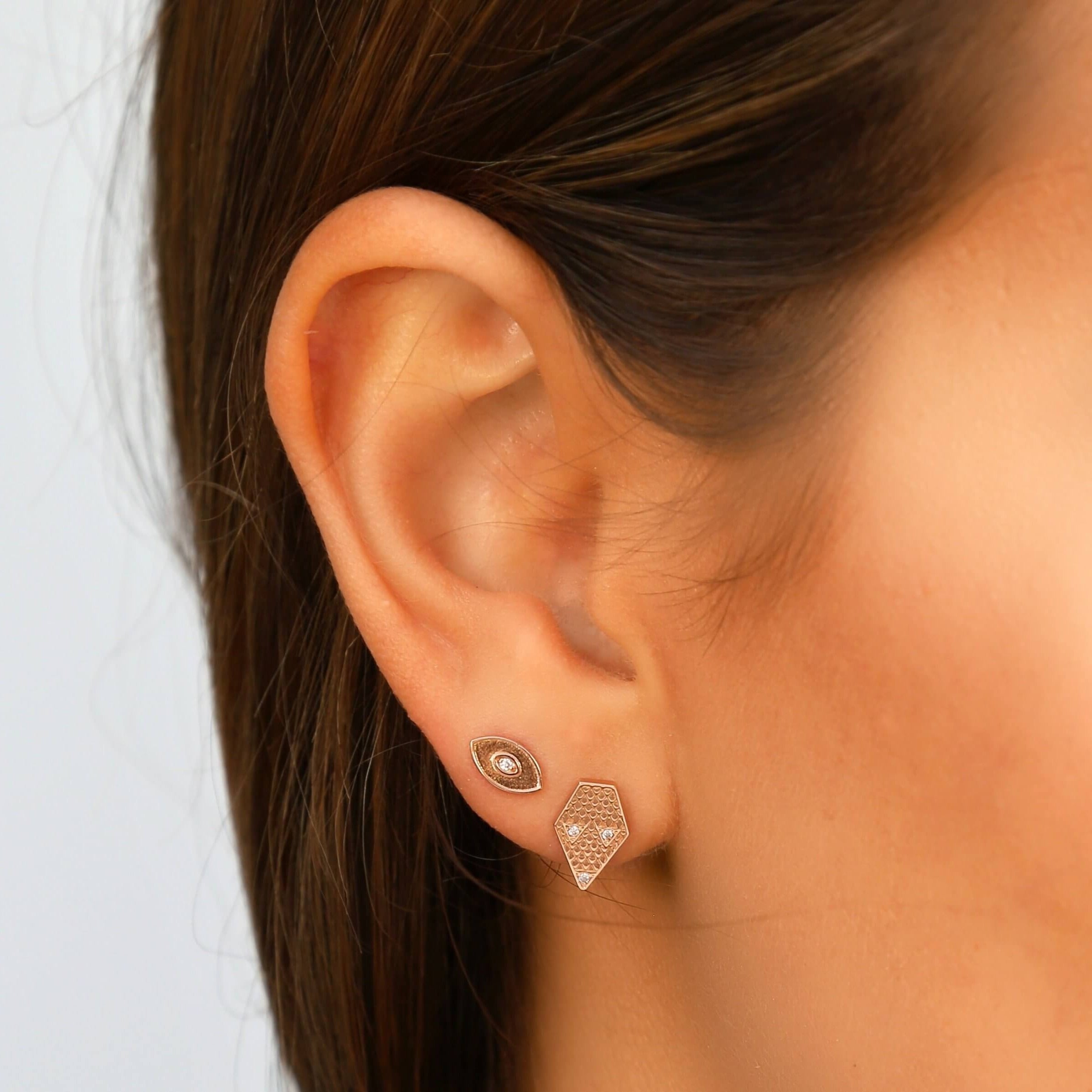 14k rose gold snake earring