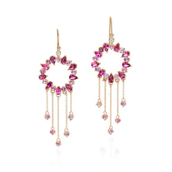 Pink Tourmaline Chain Earrings