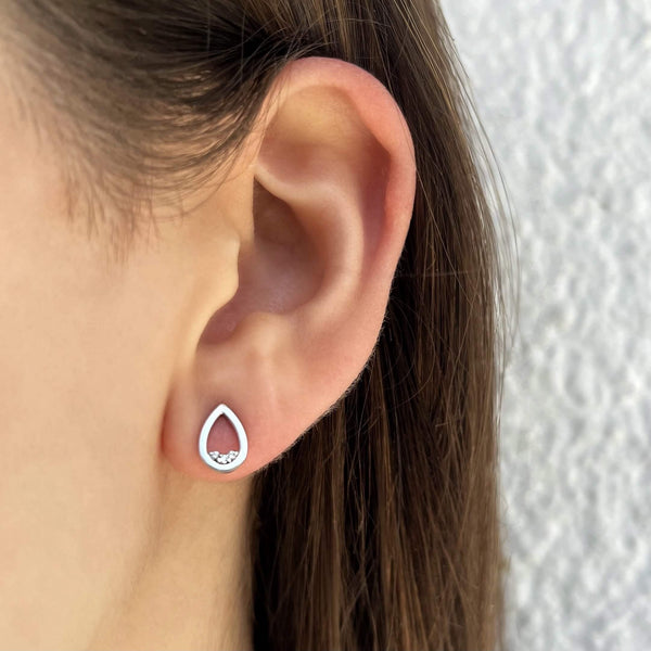 teardrop stud earring with diamonds