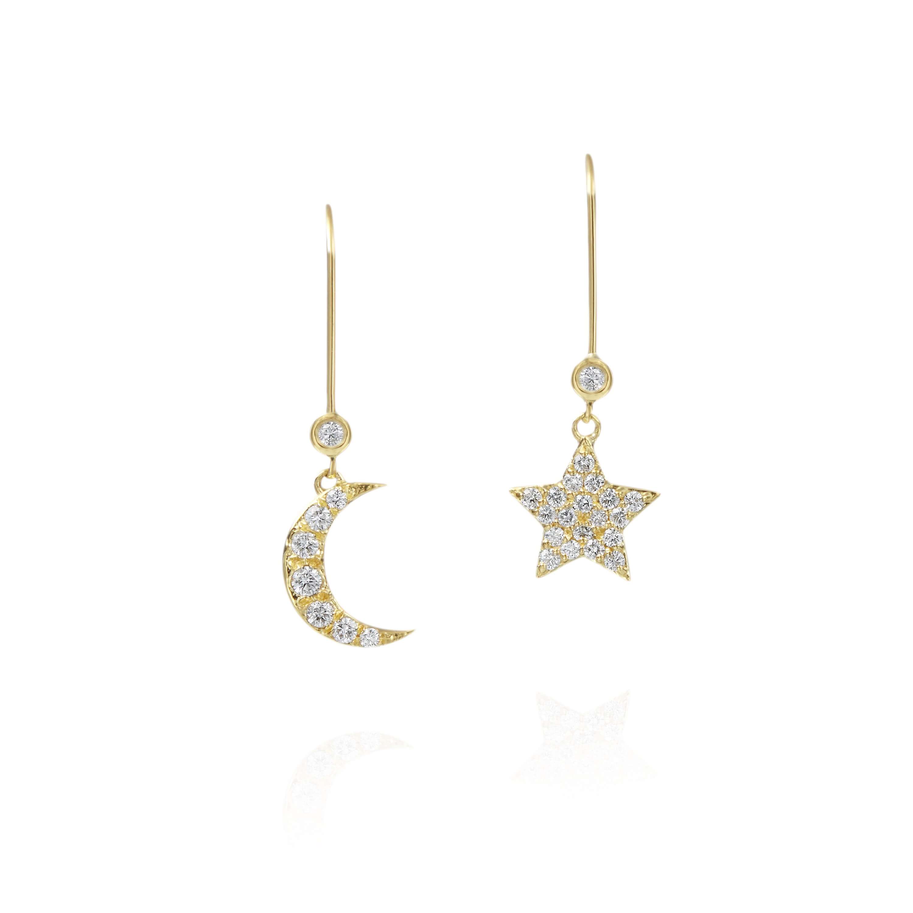 Night Sky Drop Earrings - Yellow Gold