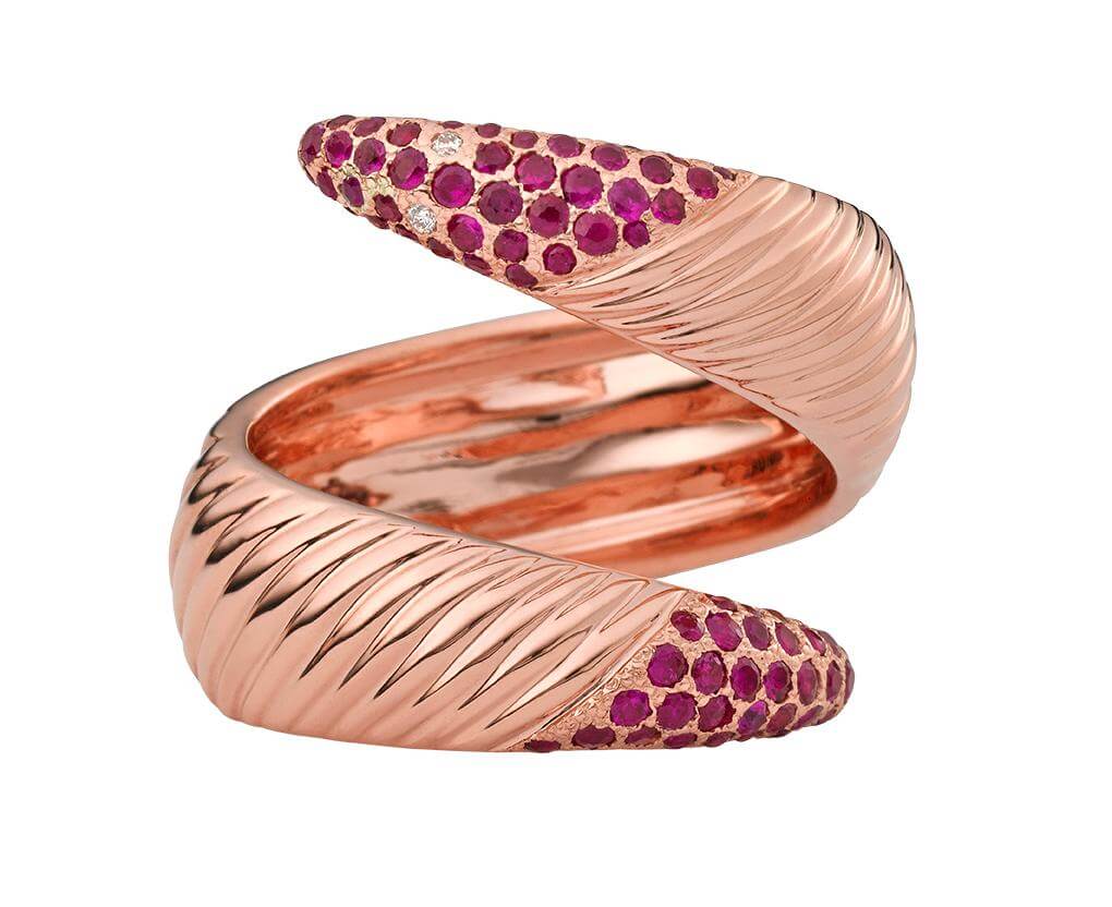 Abstract Double Headed Snake Ring