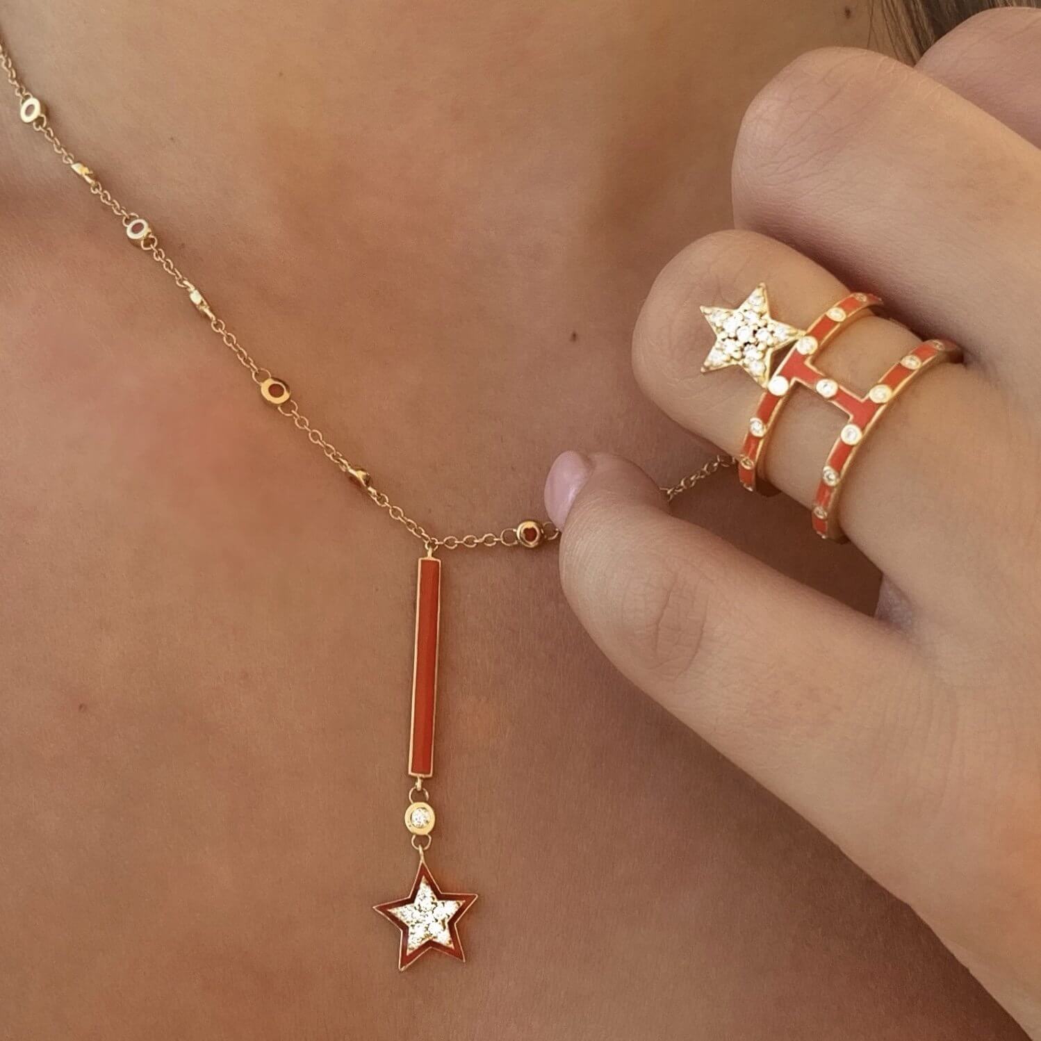 Orange Star Necklace